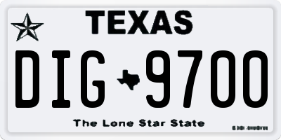 TX license plate DIG9700
