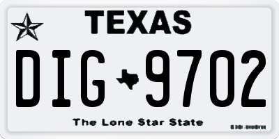 TX license plate DIG9702