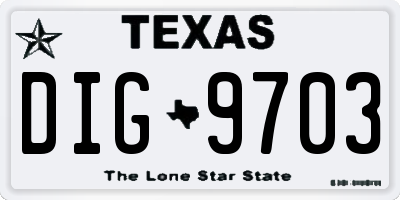 TX license plate DIG9703