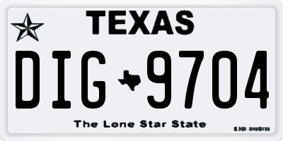 TX license plate DIG9704