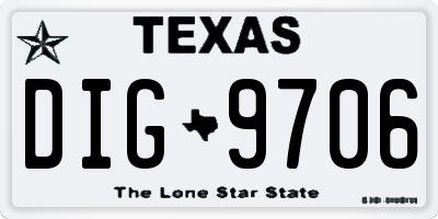 TX license plate DIG9706