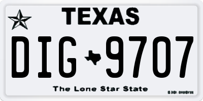 TX license plate DIG9707