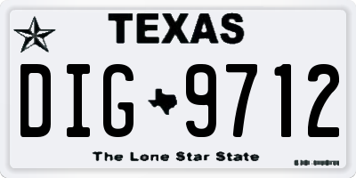 TX license plate DIG9712