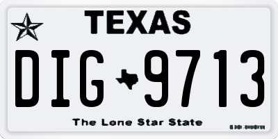 TX license plate DIG9713
