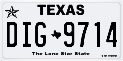 TX license plate DIG9714