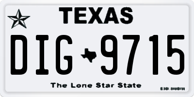 TX license plate DIG9715