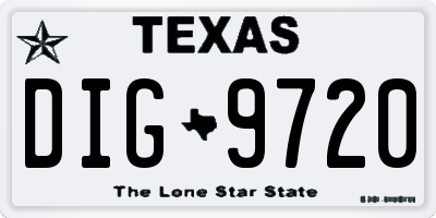 TX license plate DIG9720