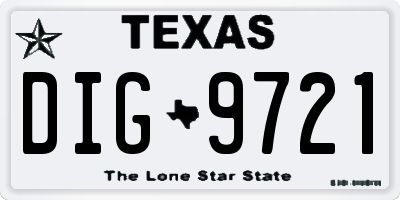 TX license plate DIG9721