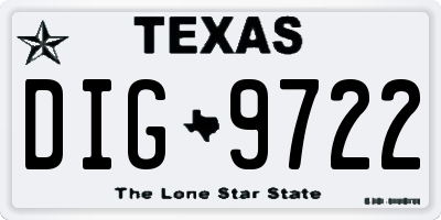 TX license plate DIG9722