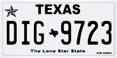 TX license plate DIG9723