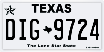 TX license plate DIG9724