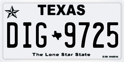 TX license plate DIG9725