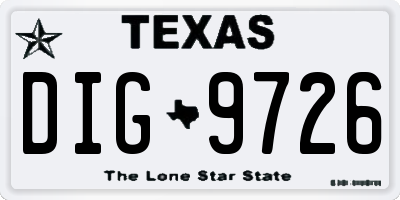 TX license plate DIG9726