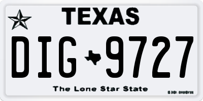 TX license plate DIG9727