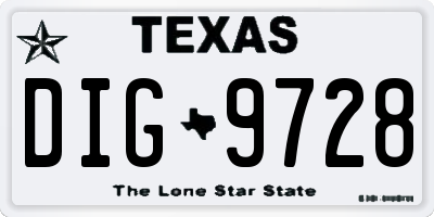 TX license plate DIG9728