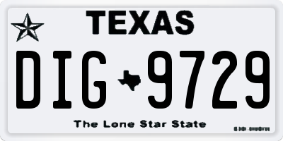 TX license plate DIG9729