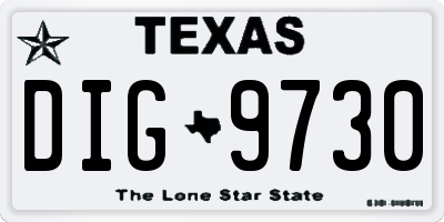 TX license plate DIG9730