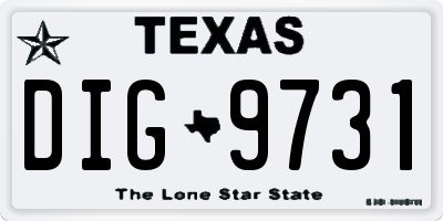 TX license plate DIG9731