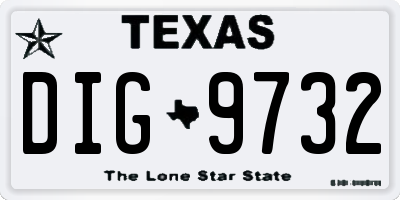 TX license plate DIG9732