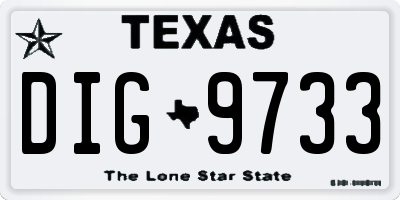 TX license plate DIG9733