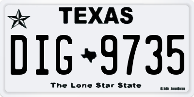 TX license plate DIG9735