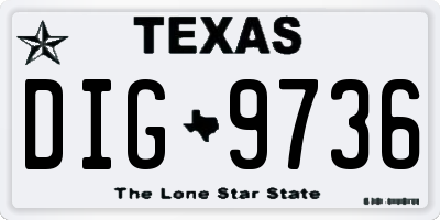 TX license plate DIG9736