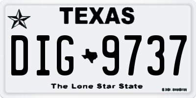 TX license plate DIG9737