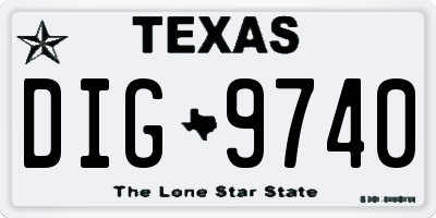 TX license plate DIG9740
