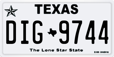 TX license plate DIG9744