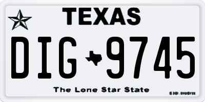 TX license plate DIG9745