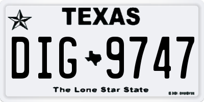 TX license plate DIG9747