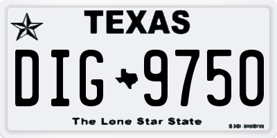 TX license plate DIG9750
