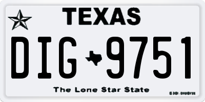 TX license plate DIG9751