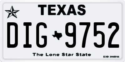 TX license plate DIG9752
