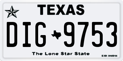 TX license plate DIG9753