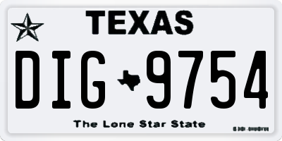 TX license plate DIG9754