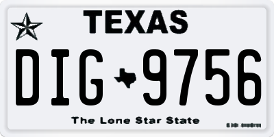 TX license plate DIG9756