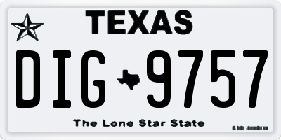 TX license plate DIG9757