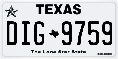 TX license plate DIG9759