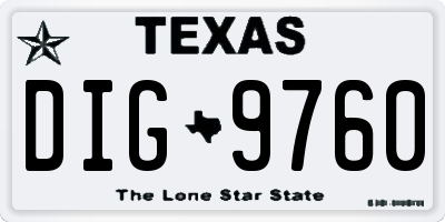 TX license plate DIG9760