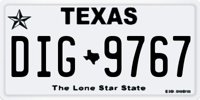 TX license plate DIG9767