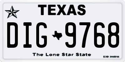 TX license plate DIG9768