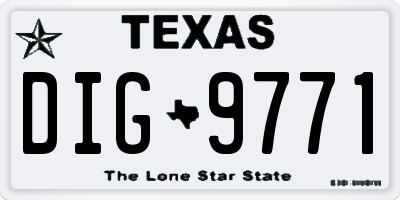 TX license plate DIG9771