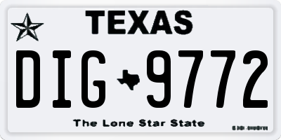 TX license plate DIG9772
