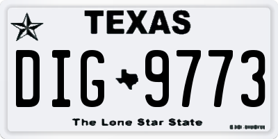 TX license plate DIG9773