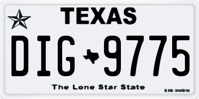 TX license plate DIG9775
