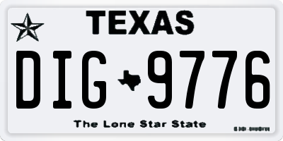 TX license plate DIG9776