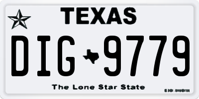 TX license plate DIG9779