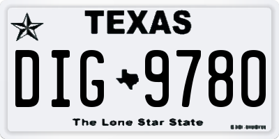 TX license plate DIG9780
