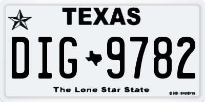 TX license plate DIG9782